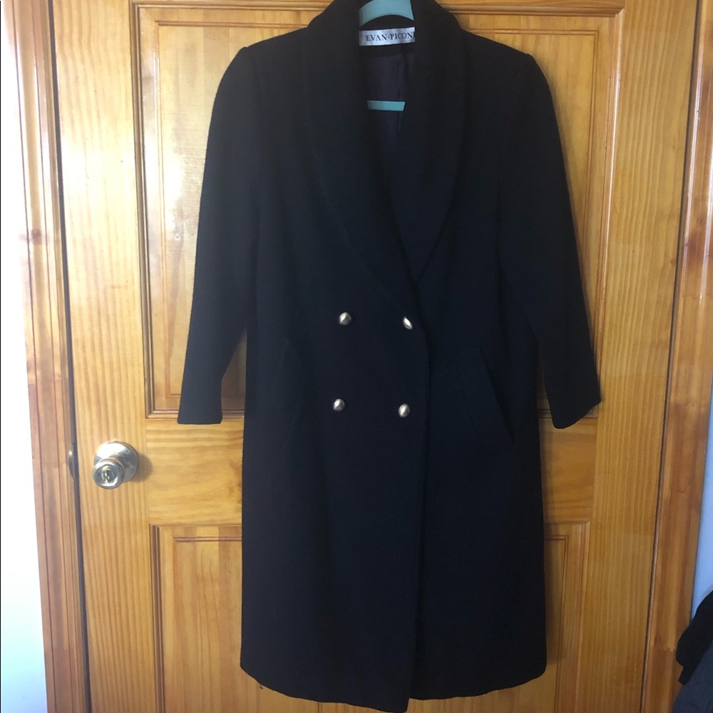 Double Breasted Vintage Black Wool Pea Coat